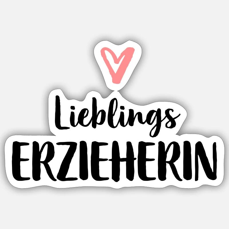 Lieblings Erzieherin Herz Geschenk Kindergarten - Sticker Größe S (10 x 10 cm) - Mattweiß