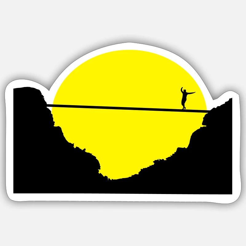 Slackline, Highline, slacklining - Sticker Größe S (10 x 10 cm) - Mattweiß