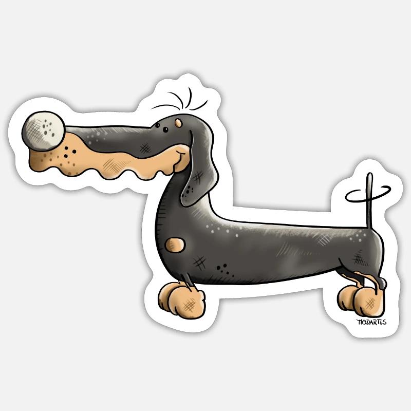 Mignon Teckel - Sticker taille S (10 x 10 cm) - blanc mat