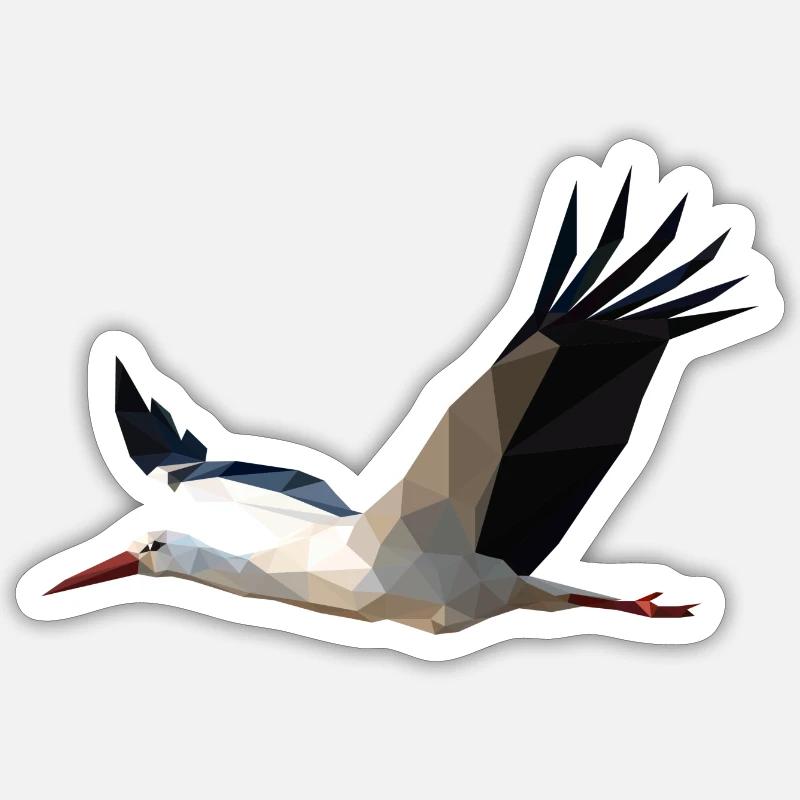 Storch - Sticker Größe S (10 x 10 cm) - Mattweiß