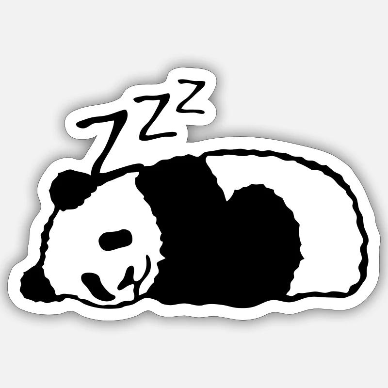 panda dort sieste dormir - Sticker taille S (10 x 10 cm) - blanc mat