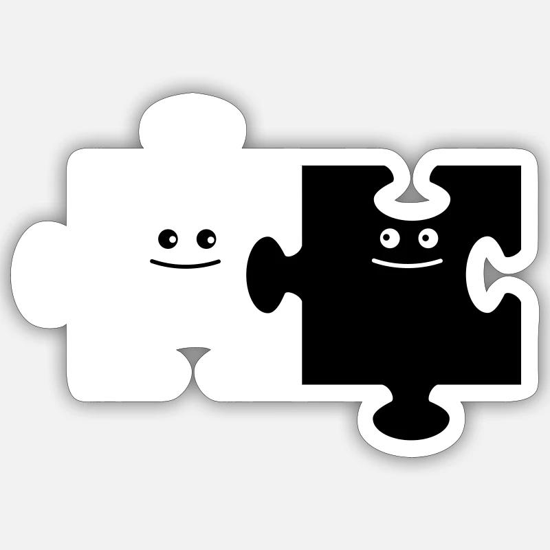 Puzzle Paar - Sticker Größe S (10 x 10 cm) - Mattweiß