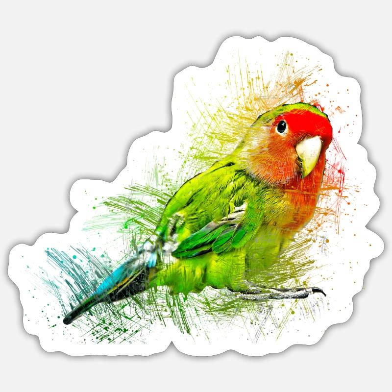 Petit perroquet - Sticker taille S (10 x 10 cm) - blanc mat