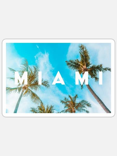 J’adore les vacances à Miami - Sticker taille S (10 x 10 cm) - blanc mat