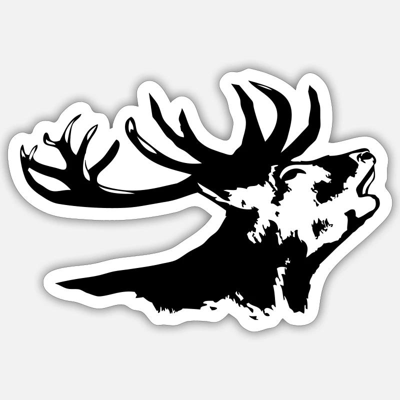 Hirsch - Deer - Sticker Größe S (10 x 10 cm) - Mattweiß
