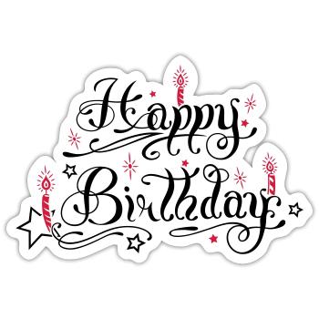Joyeux anniversaire avec des bougies - Sticker taille S (10 x 10 cm) - blanc mat - Devant