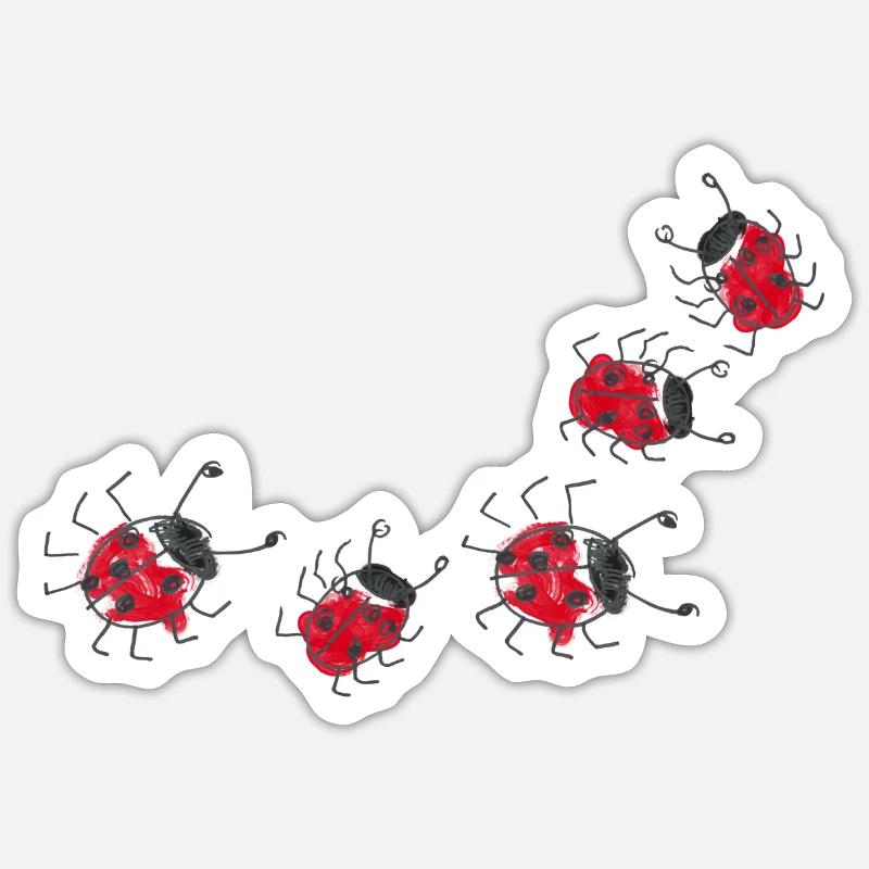 Marienkäfer Glück Ladybug - Sticker Größe S (10 x 10 cm) - Mattweiß