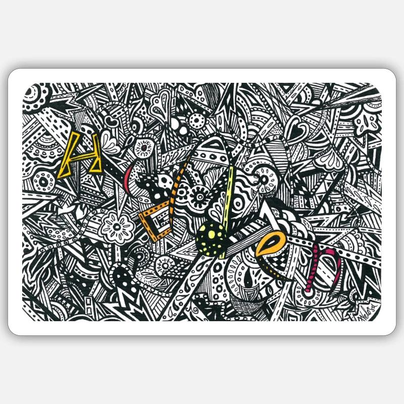 Hidden Zentangle Art Solution yellow edition Sticker Größe S (10 x 10 cm)