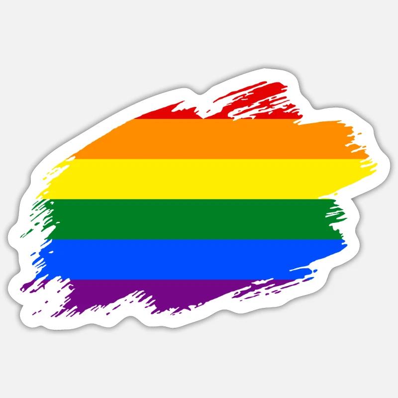 Arc-en-ciel Drapeau drapeau drapeau LGBT - Sticker taille S (10 x 10 cm) - blanc mat