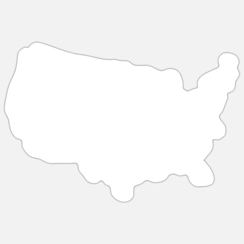 USA drapeau contour blanc - Sticker taille S (10 x 10 cm) - blanc mat