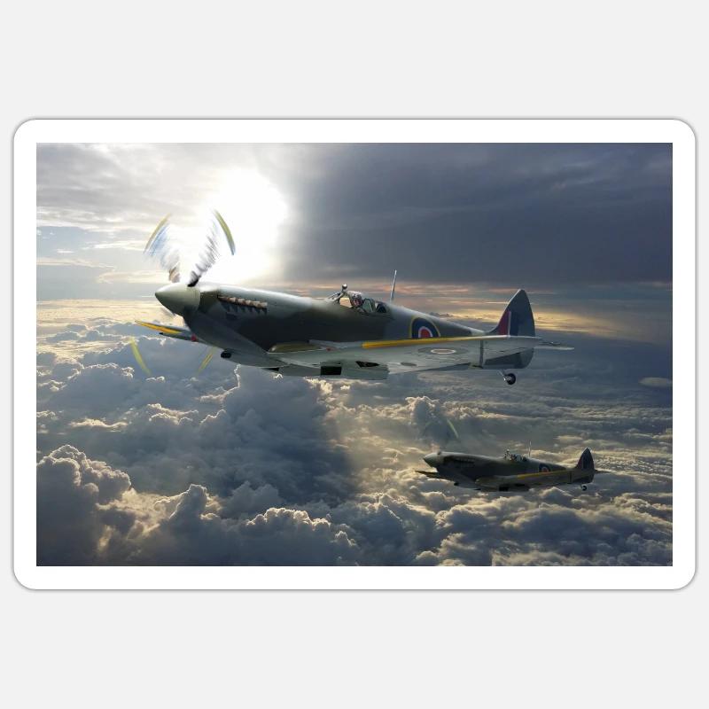 Spitfire - Sticker Größe S (10 x 10 cm) - Mattweiß