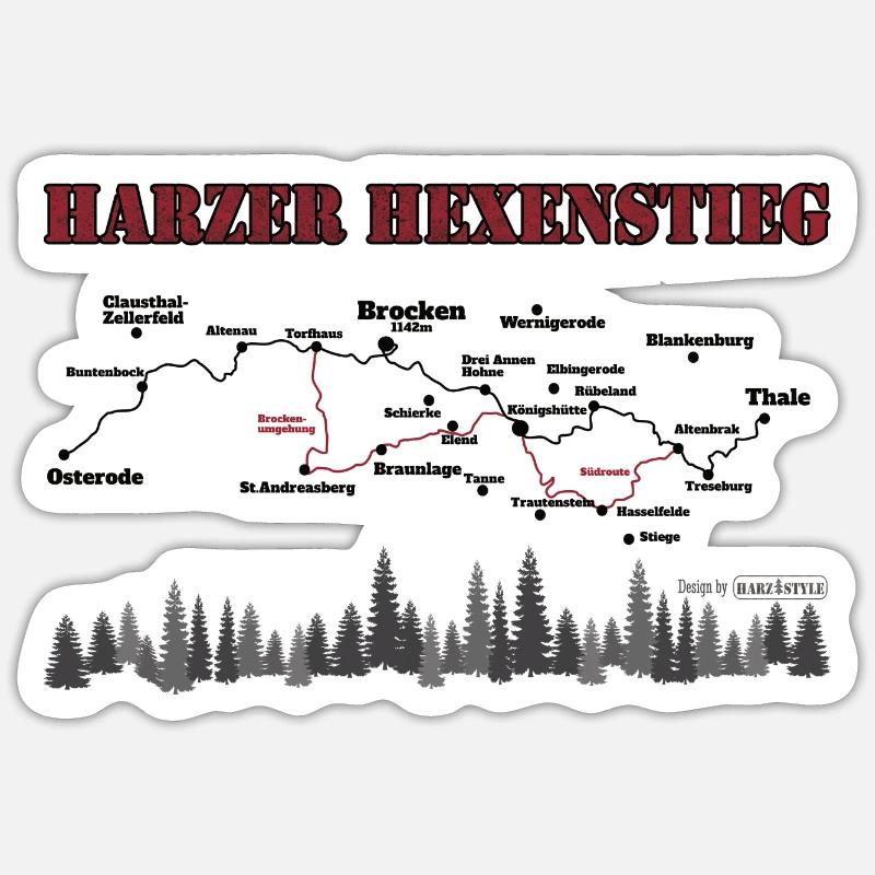 Harzer Hexenstieg - Sticker taille S (10 x 10 cm) - blanc mat