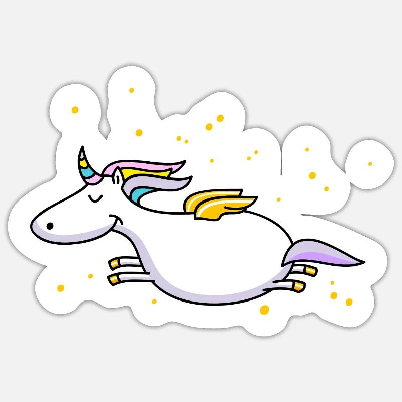 Fliegendes Einhorn - Sticker Größe S (10 x 10 cm) - Mattweiß