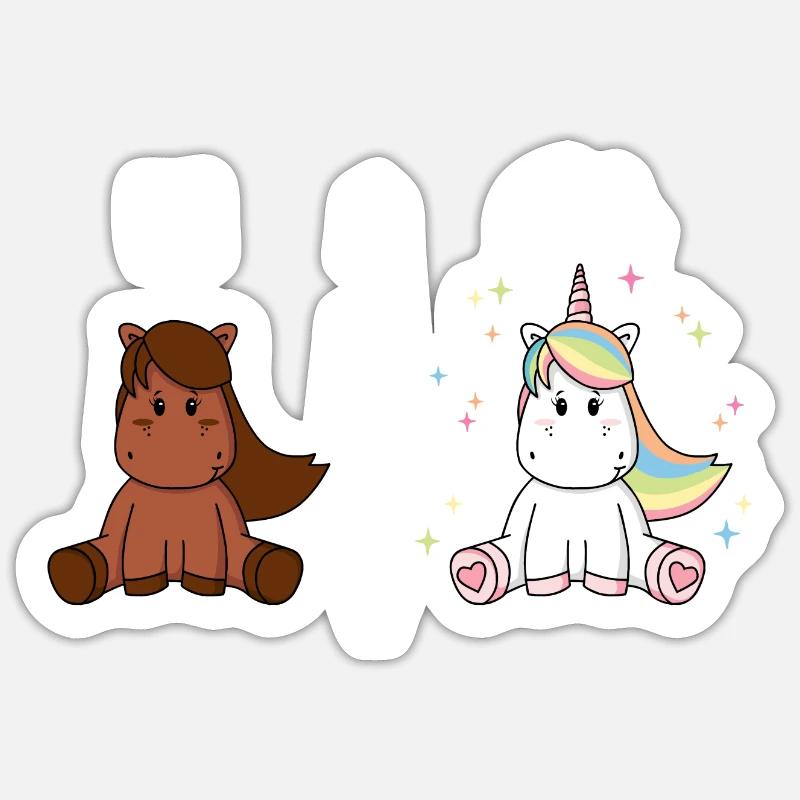 Vous à cheval j’ai kid de licorne comparaison - Sticker taille S (10 x 10 cm) - blanc mat
