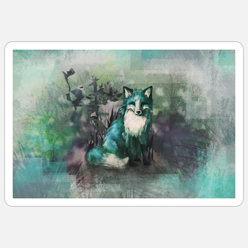 blue Herbstfuchs - Sticker Größe S (10 x 10 cm) - Mattweiß