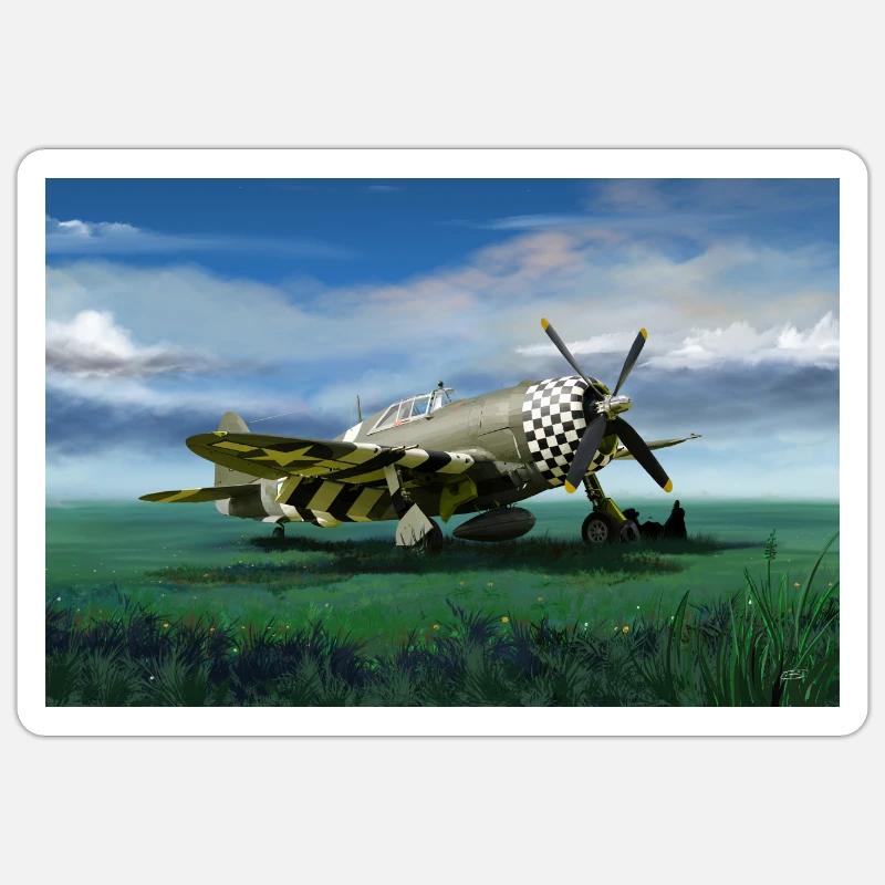 Thunderbolt P-47 - Sticker Größe S (10 x 10 cm) - Mattweiß