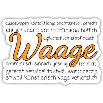 Sternzeichen Waage Eigenschaften - Sticker Größe S (10 x 10 cm) - Mattweiß - Vorne