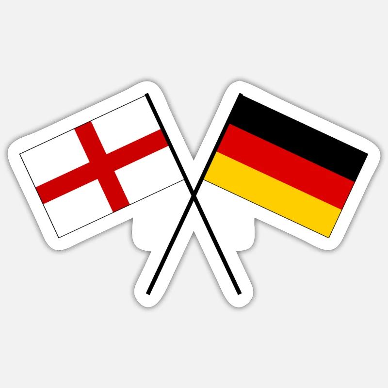 Angleterre Allemagne traversé drapeau drapeau - Sticker taille S (10 x 10 cm) - blanc mat