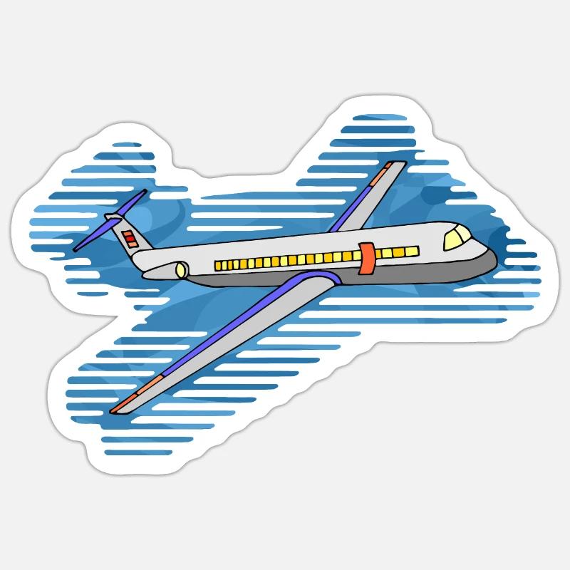 avion - Sticker taille S (10 x 10 cm) - blanc mat