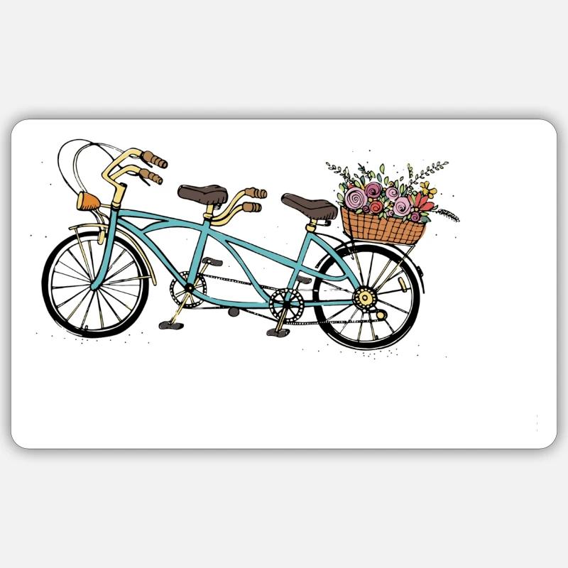 Tandem de fleurs - Sticker taille S (10 x 10 cm) - blanc mat