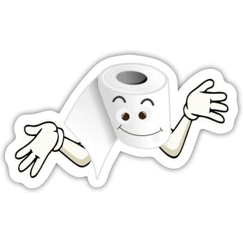 Papier toilette à perte - Sticker taille S (10 x 10 cm) - blanc mat - Devant