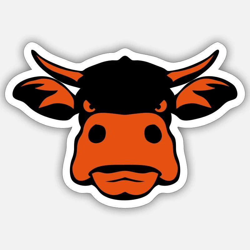 vache feroce - Sticker taille S (10 x 10 cm) - blanc mat