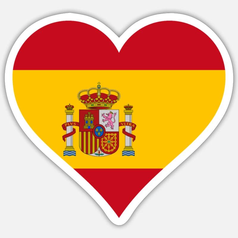 Espagne drapeau espagnol drapeau coeur - Sticker taille S (10 x 10 cm) - blanc mat