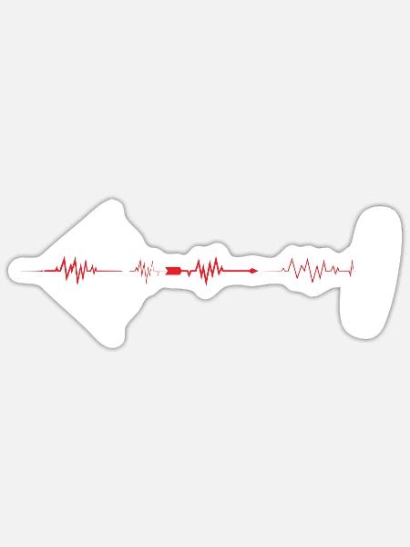 Bogenschießen Recurve Bogen Herzschlag - Sticker Größe S (10 x 10 cm) - Mattweiß