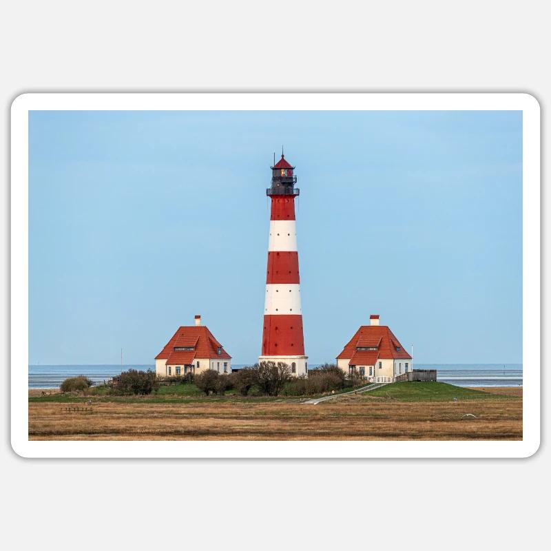 Westerhever Leuchtturm - Sticker Größe S (10 x 10 cm) - Mattweiß
