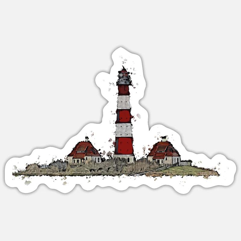 Le phare de Westerhever avec une différence Sticker taille S (10 x 10 cm)
