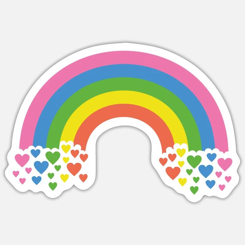 Rainbow with hearts - Sticker size S (10 x 10 cm) - white matte