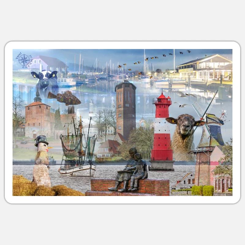 Varel Collage - Sticker Größe S (10 x 10 cm) - Mattweiß