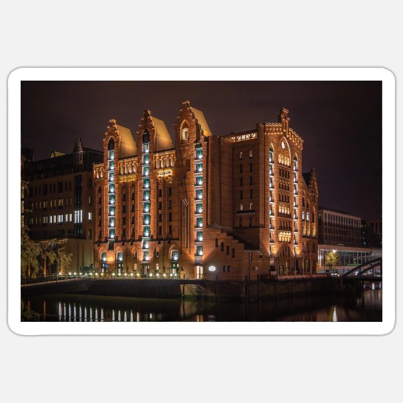 Musée maritime Hamburger Speicherstadt Hambourg - Sticker taille S (10 x 10 cm) - blanc mat
