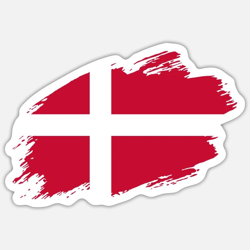 Danemark drapeau danois Drapeau - Sticker taille S (10 x 10 cm) - blanc mat