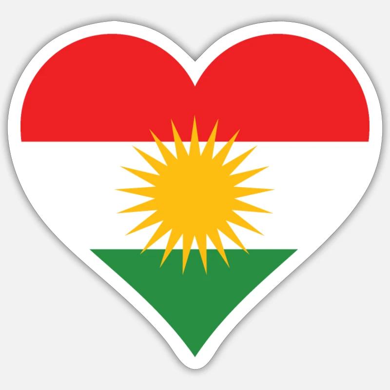 Kurdistan kurde drapeau drapeau coeur - Sticker taille S (10 x 10 cm) - blanc mat