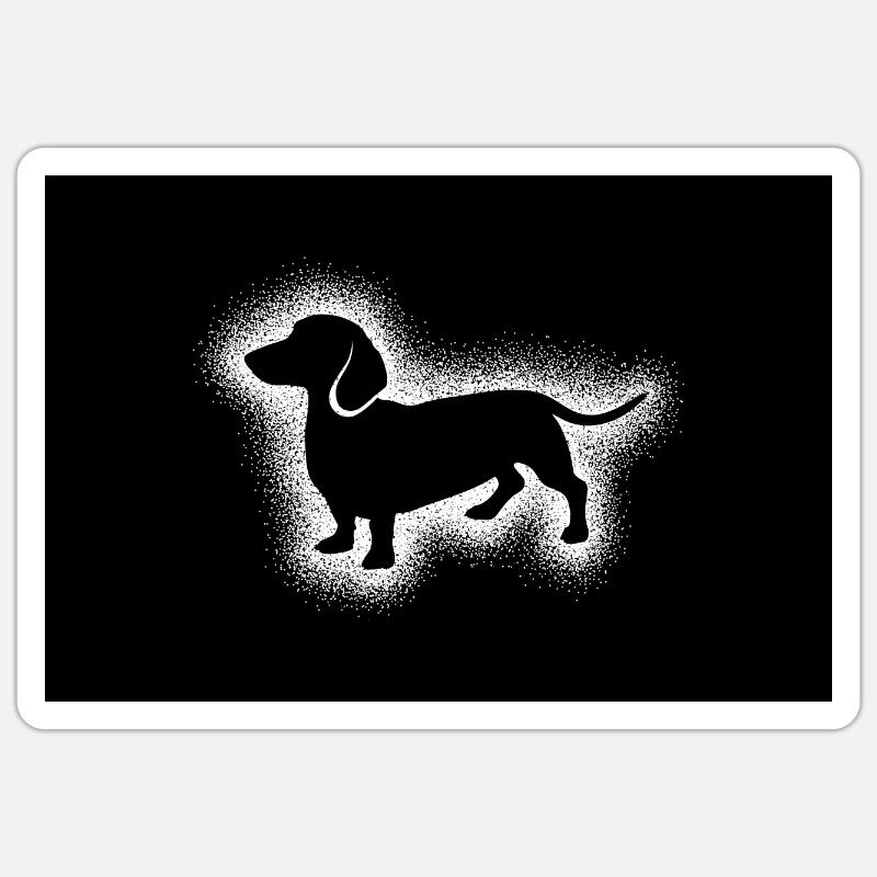 DACKEL DACHSHUND, DOTS SILHOUETTE - Sticker Größe S (10 x 10 cm) - Mattweiß