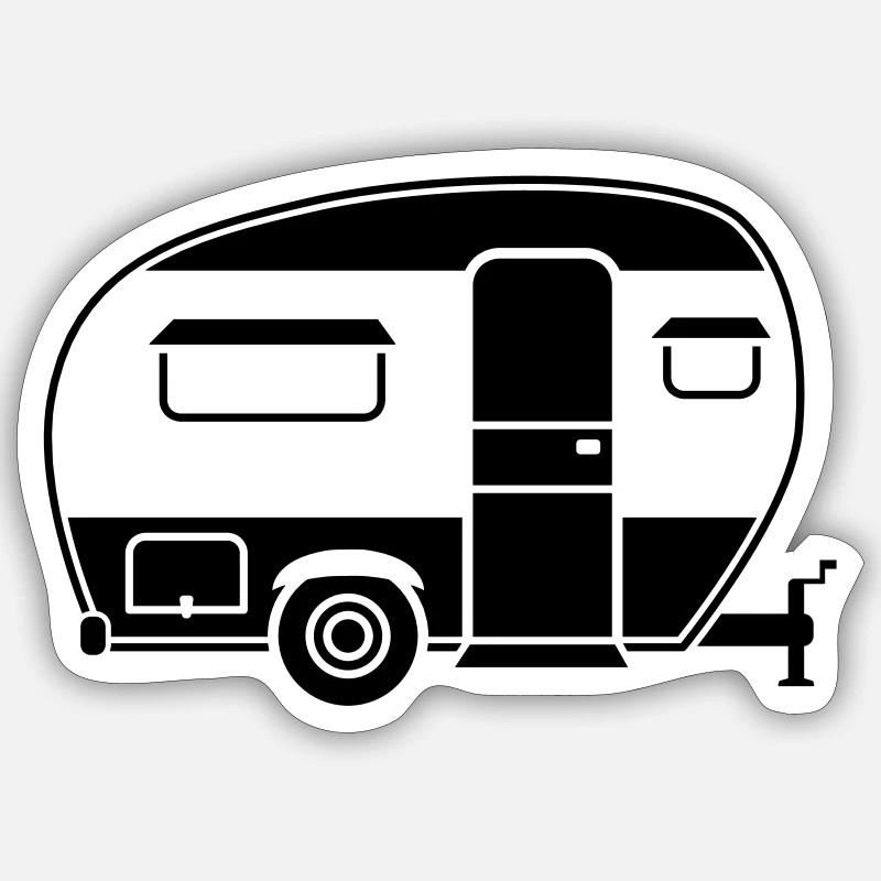 Wohnwagen - Sticker Größe S (10 x 10 cm) - Mattweiß