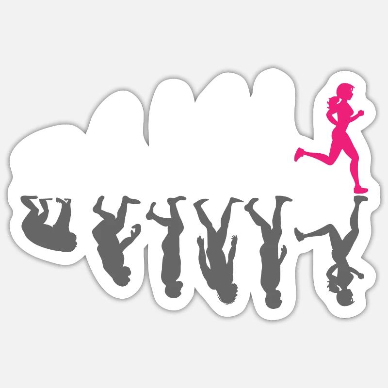 Laufen Läuferin Evolution Jogging Pink Joggerin - Sticker Größe S (10 x 10 cm) - Mattweiß