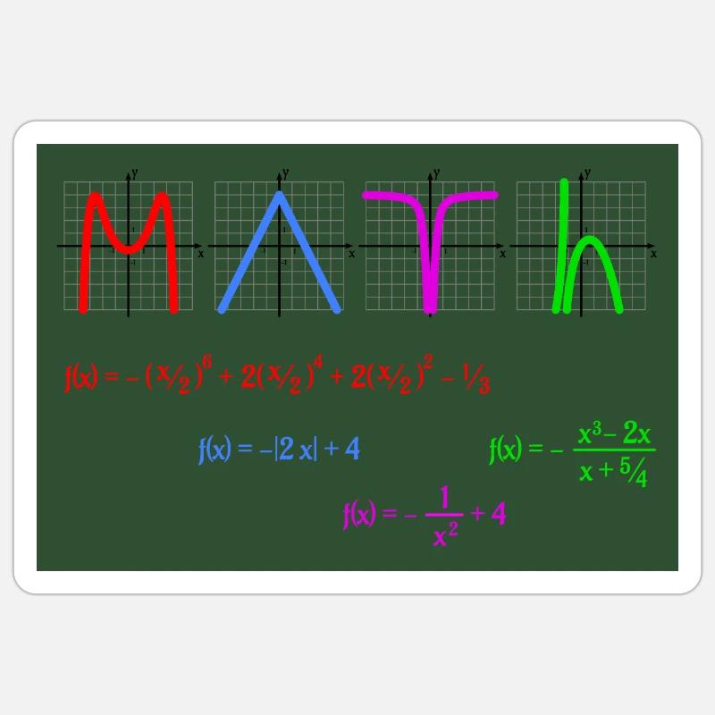 Math with Functions colored - hgr1 - Sticker Größe S (10 x 10 cm) - Mattweiß