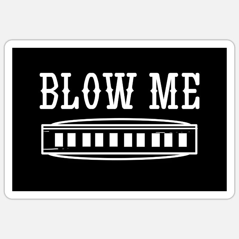 Blow Me Harmonica cadeau Vintage Harmonica Sticker taille S (10 x 10 cm)