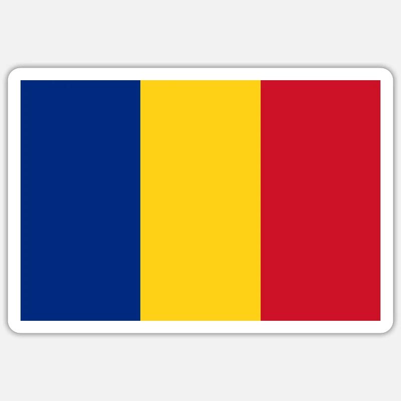 DRAPEAU DE ROUMANIE - Sticker taille S (10 x 10 cm) - blanc mat