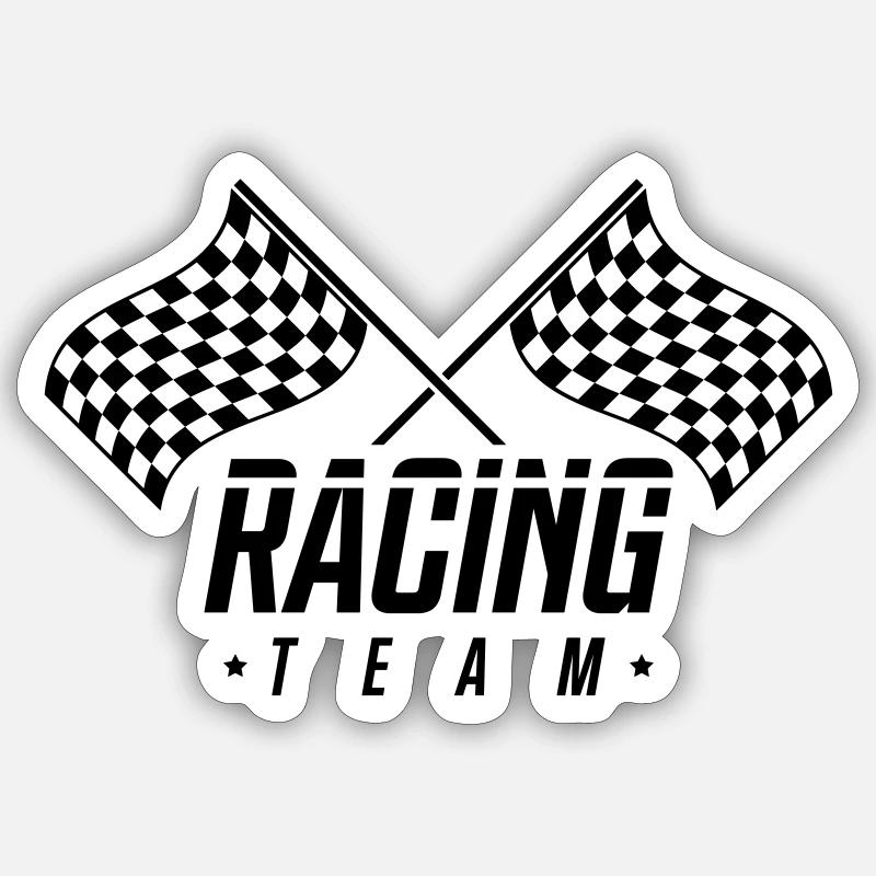 racing team flag - Sticker size S (10 x 10 cm) - white matte