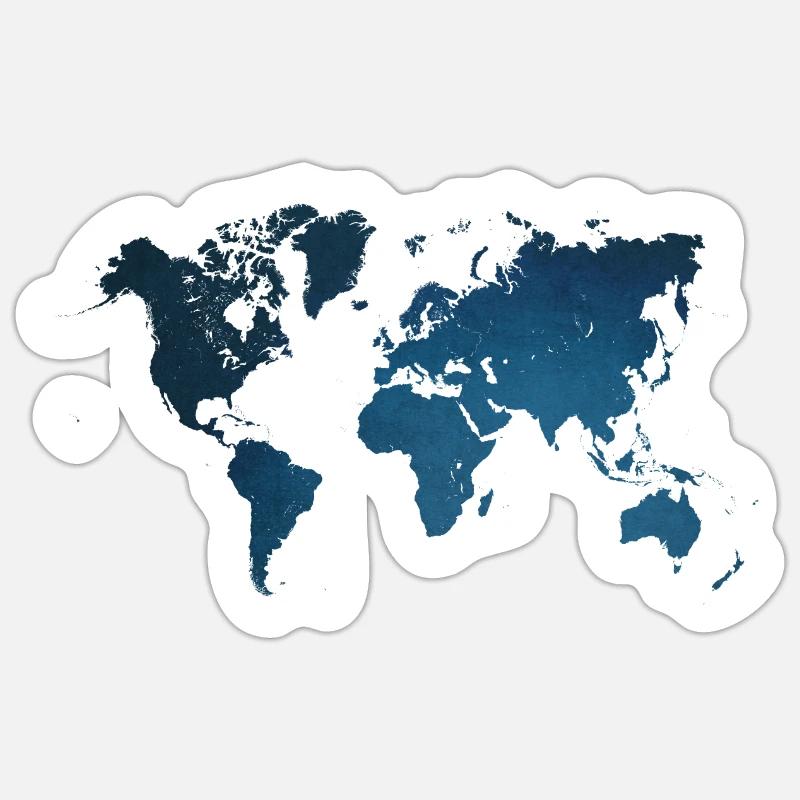 world map blue - Sticker size S (10 x 10 cm) - white matte