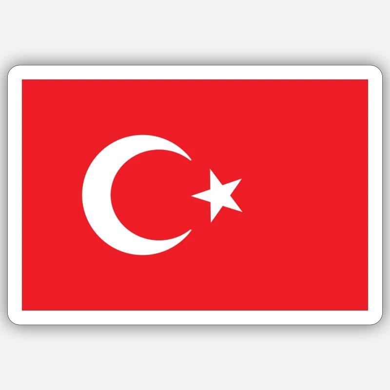 drapeau turc - Sticker taille S (10 x 10 cm) - blanc mat