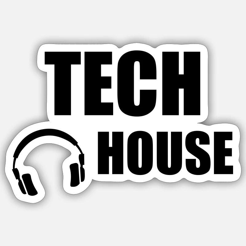 Tech House - Sticker Größe S (10 x 10 cm) - Mattweiß