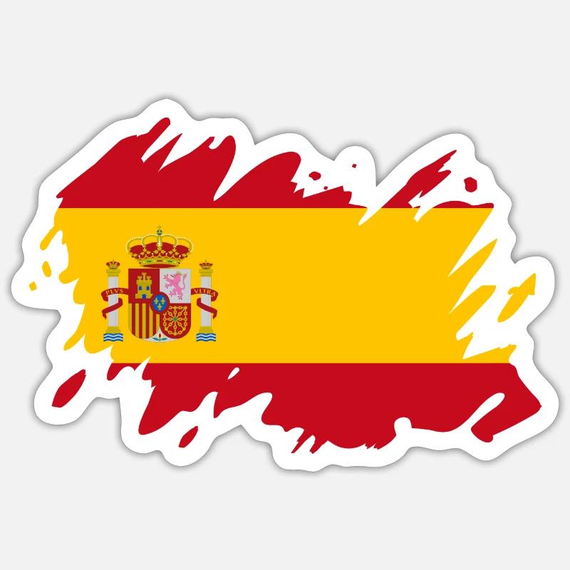 Spanien Flagge Farbklecks Spritzer Kleckse - Sticker Größe S (10 x 10 cm) - Mattweiß