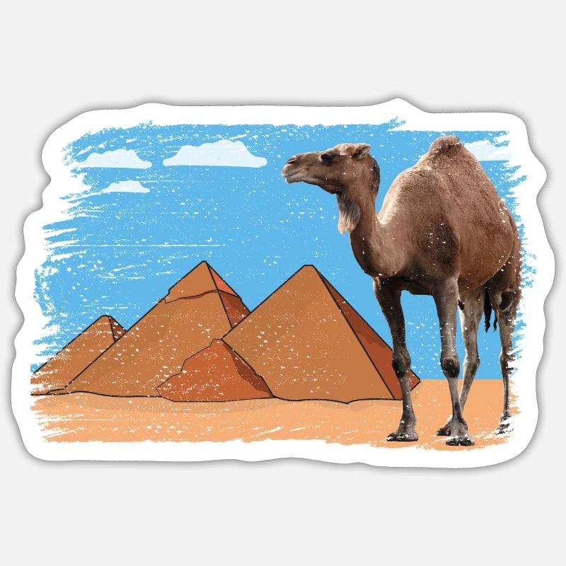 Kamel vor Pyramiden Sticker Größe S (10 x 10 cm)