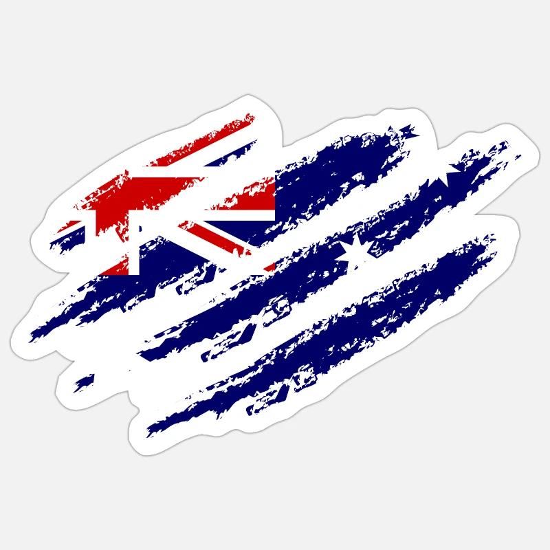 Australien Flagge Kratzer Krallen Cut Down Under - Sticker Größe S (10 x 10 cm) - Mattweiß