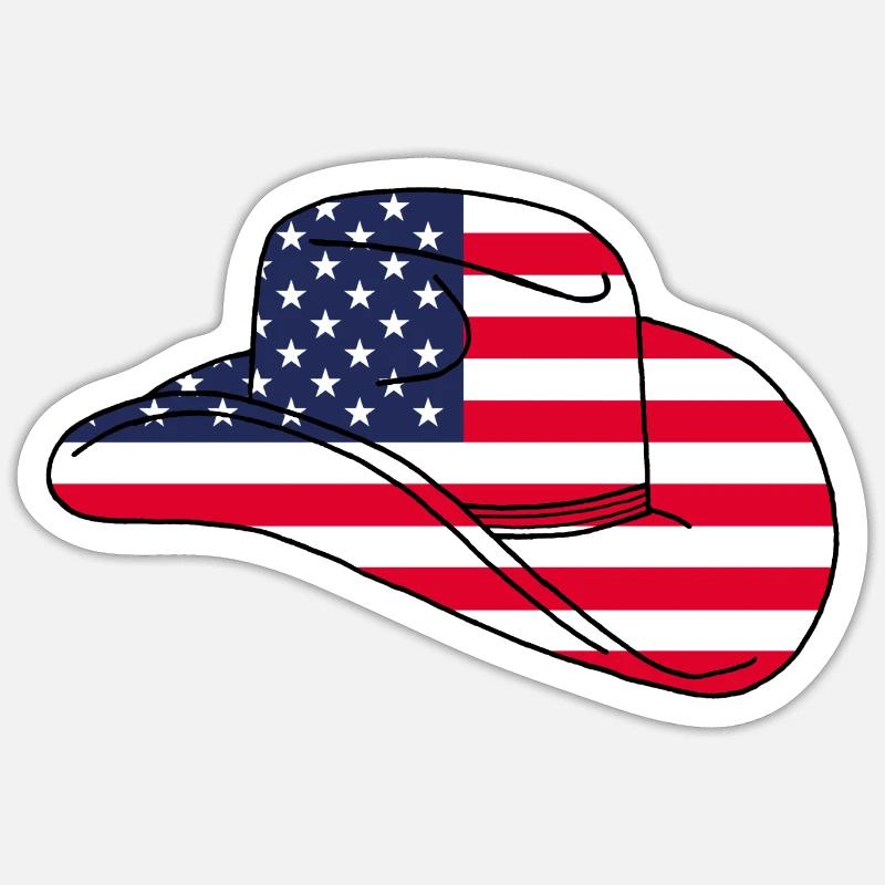 Usa hat - Sticker size S (10 x 10 cm) - white matte