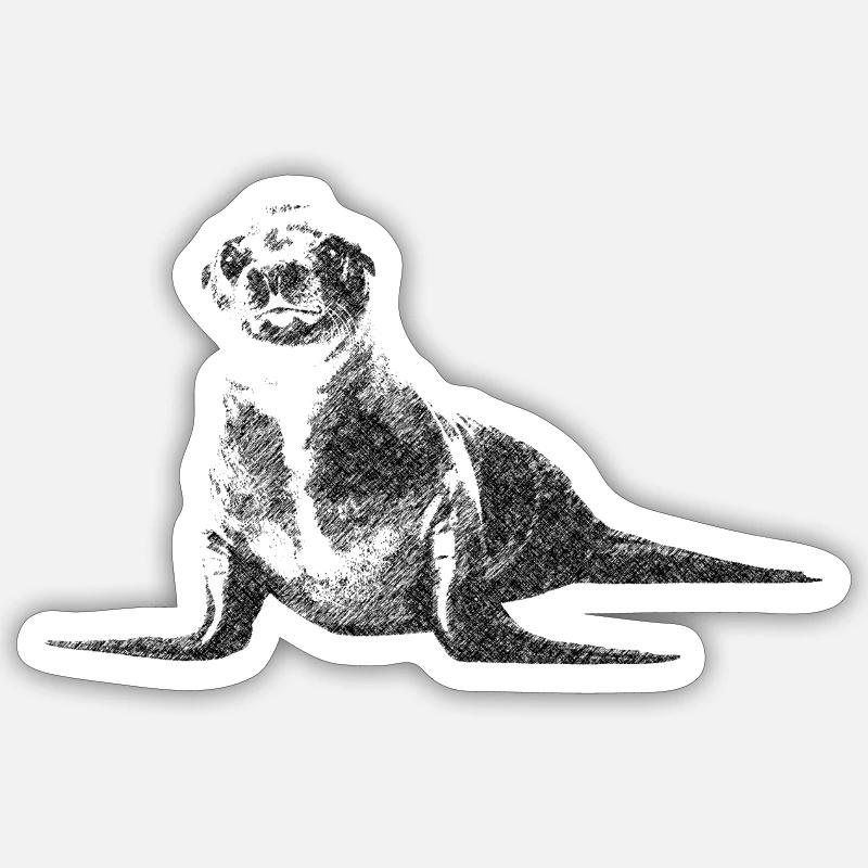 Lion de mer - Sticker taille S (10 x 10 cm) - blanc mat
